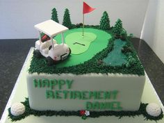 a birthday cake for a golf retirement party