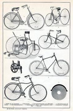 several different types of bicycles are shown in this old book, with pictures of them