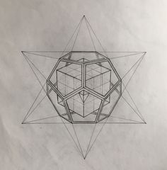 a drawing of a geometrical object with lines and shapes in the shape of hexagons