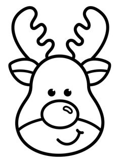 a reindeer's head with antlers on it, outlined in black and white