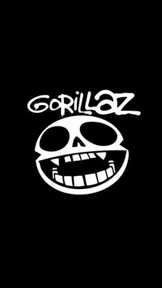 a black and white photo with the word gorillaz on it