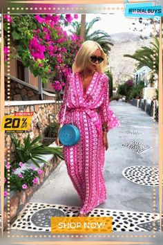 Women's Swing Dress Maxi Long Dress 3/4 Length Sleeve Geometric Print Spring Summer Boho Flare Cuff Sleeve Blushing Pink Green Pink Half-sleeve Maxi Dress For Spring, Pink Half Sleeve Maxi Dress For Spring, Half Sleeve Maxi Dress For The Beach, Spring Half-sleeve Maxi Dress For Beach, Spring Half Sleeve Maxi Dress For Beach, Spring Beach Maxi Dress With Half Sleeves, Chic Half Sleeve Maxi Dress For Beach, Half Sleeve Maxi Dress For Spring Beach, Summer Beach Dress With 3/4 Length