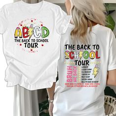 The Back To School Tour Shirt,ABCD Teacher Shirt,Teacher Gift, Back To School,First Day Of School Teacher Shirt,Teacher Team EXPLANATION * If you want to add or change anything to the existing design we show in the screenshot, please contact the seller via the message box.  * Please check the color and size tables for the type and size of t-shirt you want,  * If you enter the wrong address with your order, send us a message through the message box and we will try to help you only if the item has First Day Of School Teacher, Teacher Gift Back To School, School First Day, Teacher Team, Message Box, Tour Shirt, School Teacher, First Day Of School, Teacher Shirts