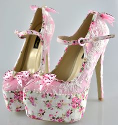 Pink Platform Heels, Bow High Heels, Cute Shoes Heels, Pink Platforms, Kawaii Shoes, Victorian Vintage, Fancy Shoes, Cute Heels, Girly Shoes