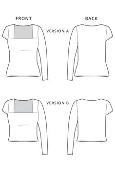 the front, back and side views of a women's top with long sleeves