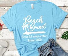 Beach shirt. Beach bound. Beach vacation shirt. Beach trip. Family vacation shirt. Summer vacation shirt. Custom shirt. Vacation shirts. by SimplieGirlieDesigns on Etsy Vacation Shirts Beach, Family Beach Trip, Summer Holiday Outfits, Family Vacation Shirts, Beach Shirt, Custom Shirt, Vacation Shirts, Hard Time, Branded Shirts