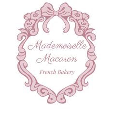 the logo for french bakery mademoise macaron, which is decorated in pink and