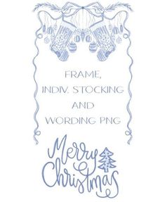 a christmas card with the words frame, india stocking and wording ping merry christmas