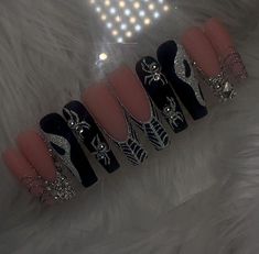 With over 10 years of experience in the nail industry, I'm excited to bring my passion for luxury press-on nails to Etsy! 💅✨ Each set is crafted with meticulous attention to detail, offering you salon-quality nails that are both beautiful and durable. Each puchase includes: ➡️ 1 set of high-quality press-on nails ➡️Complete application kit: - Mini nail filer/buffer - Cuticle pusher - Cotton swab - Sheet of nail adhesive tabs - Nail glue - Alcohol wipe for prep - Easy-to-follow instruction card Spooky Nails Halloween, Nails Acrylic Halloween, Halloween Nails Spooky, Acrylic Nails Pink, Pink Halloween Nails, Ongles Bling Bling, Nails Spooky, Holloween Nails, Spooky Nails