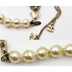 This is part of Chairish’s Costume Jewelry assortment.  Chanel 3 Gold CC Pearl Faux Fresh Water Pearl Long Necklace   * Marked 12 * Made in France * Comes with the original box   -It is approximately 46". -The cc pendant is approximately 0.55″ x 0.9″. -Wear it as a long necklace or double it as a short necklace -Some of the pearls have blemishes.  -In a good condition Vintage Necklace With Logo Charm For Formal Occasions, Elegant Formal Chain Necklace With Logo Charm, Luxury Pearl Chain Necklace, Luxury Pearl Necklace With Adjustable Chain, Luxury Formal Pearl Necklace With Chain, Luxury Single Strand Chain Necklace, Pearl Long Necklace, Fresh Water Pearl, Accessories Jewelry Necklace