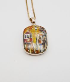 This double sided enamel pendant is created with the complicated technique of cloisonné enamel (thinnest metal partitions are applied to a metal plate by special glue, are fired in a special kiln for a certain period of time at the temperature of 750 - 900 degrees Celsius. After cooling, the partitions are filled with colors and fired again. After this the colors die down and more colors are added in the partitions several times. Final stage is polishing process). Comes beautifully packed, suita Redhead Art, Cold Enamel, Cloisonne Enamel, Metal Plate, Shipping Company, Diy Food, Gold Pendant, Phone Number, Jewelry Necklace Pendant