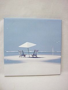 two chairs and an umbrella on the beach