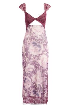 Exude elegance through your morning and nighttime routines in this luxurious floral nightgown winked with cutouts and intricate lace accents. 54" length (size Medium) V-neck Sleeveless Partially lined 100% nylon with 90% nylon, 10% spandex contrast Hand wash, line dry Imported Dream Clothes Summer, Morning Clothes, 2010's Fashion, 2000s Dresses, Full Lace Dress, Floral Nightgown, Goth Outfit Ideas, 2010s Fashion, Amaranth