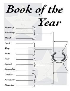 the book of the year is shown in black and white, with stars on it