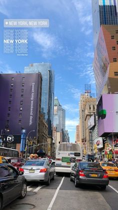 cars are driving down the street in new york city