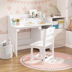 a child's desk and chair in a room