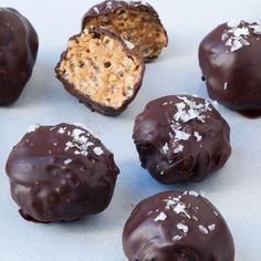 there are chocolate covered balls with coconut on top