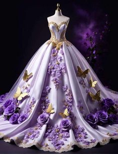 Whimsical Gown, Butterfly Dresses, Xv Ideas, Barbie Dress Pattern, Fashion Show Dresses, Water Movement, Gorgeous Hairstyles, Pretty Quinceanera Dresses, Fairy Tale Wedding Dress