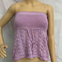 Nwt Mistic Prysm Boho Crochet Top Size Large, Lilac Color Casual Purple Crochet Top For The Beach, Casual Purple Crochet Top For Vacation, Purple Crochet Lace Top For Spring, Purple Crochet Tops For Spring, Spring Purple Crochet Tops, Casual Purple Crochet Top, Summer Purple Knitted Tops, Boho Crochet Top, Crochet Boho Top