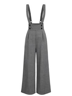 [Pre-Sale] Gray 1940s Glen Plaid Buttoned Overall Pants | Retro Stage Overall Pants, Retro Stage, Standard Dress, Glen Plaid, Vintage Vibe, The Gray, Plaid Pattern, Retro Style, Retro Fashion