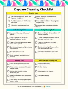 a printable day care cleaning checklist