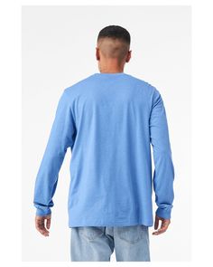 Unisex Jersey Long Sleeve T-Shirt - CAROLINA BLUE - XS | Bella + Canvas Jersey Long-Sleeve T-Shirt in Carolina Blue Size XS | Cotton BC3513, BCCVC, 3513, CVC, B, BC Basic Blue Long Sleeve T-shirt, Basic Washed Blue Cotton Tops, Blue Long Sleeve Basic T-shirt, Washed Blue Cotton Crew Neck Top, Long Sleeve Washed Blue Cotton Tops, Washed Blue Cotton Long Sleeve Tops, Blue Relaxed Fit Cotton Top, Casual Washed Blue Crew Neck Top, Light Blue Cotton Crew Neck Top