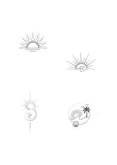 four different types of sun and clouds in black and white, each with the same symbol