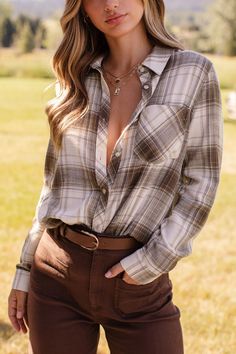 Shop Priceless | Beth | Taupe | Plaid | Shirt European Cowgirl, Chocolate Pants, Cowgirl Princess, Utility Boots, Brown Suede Skirt, Suede Skirt, I Feel Pretty, Feel Pretty, Brown Suede