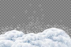 soap bubbles are floating in the air on a transparent background with space for your text