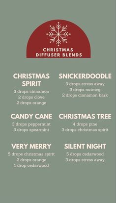 December Diffuser Blends Young Living, Essential Oil Christmas Diffuser Blends, Essential Oil Recipes Christmas Diffuser Blends, Essential Oil Holiday Blends Diffuser Recipes, Oil Mixtures For Diffuser, Christmas Young Living Diffuser Blends, Christmas Essential Oil Blends Diffuser, December Essential Oil Blends, Young Living Christmas Diffuser Blends