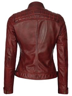 Amplify your outerwear collection with the Johnson Women's Maroon Quilted Cafe Racer Leather Jacket, a fusion of edgy design and timeless appeal. Crafted with precision, this jacket features a deep maroon hue that adds depth and versatility to your outfit. The quilted pattern introduces texture and character, making it a standout addition to your wardrobe. Whether you're navigating the city streets or attending a social gathering, the Johnson Maroon Quilted Cafe Racer Leather Jacket stands as yo Racer Leather Jacket, Maroon Leather Jacket, Cafe Racer Leather Jacket, Character Making, Pink Leather Jacket, Green Leather Jackets, White Leather Jacket, Blue Leather Jacket, Deep Maroon