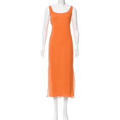 Naeem Khan Sleeveless Orange Maxi Dress In A Lightweight Crinkled 100% Silk (See Up Close Photo), Fully Lined Scoop Neck, Back Hidden Zip Closure, 16" Side Slits Size Small But Fits More Like A Medium (Please See Measurements) Excellent Condition (No Snags, Holes, Tears Or Stains) Approx Measurements Laid Flat: 18.5" Bust 17" Waist 21" Hips 49" Length If You're Just Browsing Many Thanks, I Appreciate Your Interest If You're Truly Interested In Purchasing I Suggest And Will Gladly Consider All Reasonable Offers Sleeveless Silk Dress For Summer Formal, Sleeveless Silk Dress For Summer Formal Events, Sleeveless Silk Cocktail Dress For Summer, Sleeveless Silk Dress For Summer Cocktail, Maxi Dress Sleeveless, Orange Maxi Dress, Naeem Khan, Silk Maxi, Silk Maxi Dress