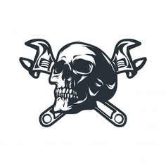 a skull with two crossed wrenches on it