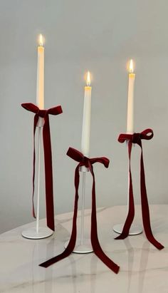 (amzn commission link) Red Party Asthetics, Party Decorations Apartment, Bows On Candles, Candles With Bows, Christmas Candle Aesthetic, Winter Birthday Aesthetic, Candle With Ribbon, Bow Candle, Candle Ribbon