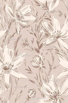 an image of a flower pattern on a wallpaper background in beige and white colors