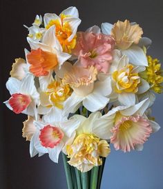 a vase filled with lots of different colored flowers