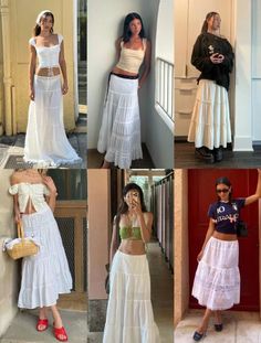 Tan Maxi Skirt Outfit, Goa Outfit Ideas, Goa Outfits, White Skirt Outfits, Concert Ideas, White Long Skirt, Maxi Skirt Outfits, Effortlessly Chic Outfits, Classy Fashion