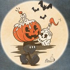 an image of a cartoon pumpkin and ghost