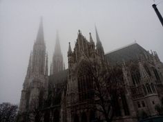 an image of a cathedral in the fog