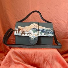 Hand painted bag made in Florence Italy Italian Leather Painted in acrylic paint one of a kind Large enough to fit large i phone and wallet Luxury Hand Painted Bags For Travel, Luxury Hand-painted Travel Bag, Elegant Hand Painted Rectangular Bag, Luxury Hand Painted Travel Bag, Elegant Hand Painted Rectangular Bags, Black Hand Painted Rectangular Shoulder Bag, Hand Painted Black Rectangular Shoulder Bag, Black Rectangular Hand Painted Shoulder Bag, Rectangular Hand Painted Travel Shoulder Bag