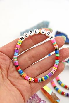 Sometimes we could all use a positive reminder, right? We like to carry our reminders in the form of jewelry! And so we created these beaded bracelets to do the job. Colorful and happy, with an uplifting message. Stack well with the rest of your arm party. ✨The Magic is in the Details✨Quantity per Order: 1 BraceletMaterial: Copper Beads w/ Enamel Coating, & Acrylic Letter BeadsSize: 7.25" long (average wrist size, but strung on Elastic so flexible sizing.)Phrase: Choose from "You Got This" o Everyday Meaningful Beaded Bracelets, Inspirational Beaded Bracelets For Everyday, Meaningful Letter Beads Beaded Bracelet For Everyday, Everyday Inspirational Bracelets With Letter Beads, Everyday Inspirational Bracelet With Letter Beads, Inspirational Everyday Bracelets With Letter Beads, Personalized Fun Beaded Bracelets For Everyday, Colorful Round Beads Friendship Bracelets, Colorful Everyday Friendship Bracelets With Letter Beads