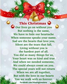 a christmas poem with bells and bows on it