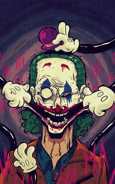 a drawing of the joker with his mouth open