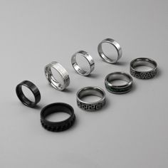 Mens Silver Rings Stainless Steel Signet Rings Rings for Men Set of Rings Silver Streetwear Jewellery Unisex Rings Black Rings - Etsy Minimalist Rings Men, Cheap Clavicle Chain Necklace For Valentine's Day, Guys Rings Aesthetic, Men’s Jewlery Silver, Tomboy Rings, Rings Aesthetic Men, Masc Rings, Men Rings Aesthetic, Rings Streetwear