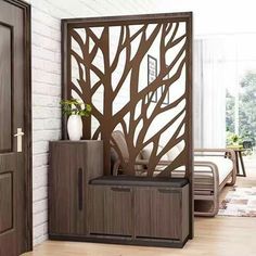 a room divider in the shape of a tree