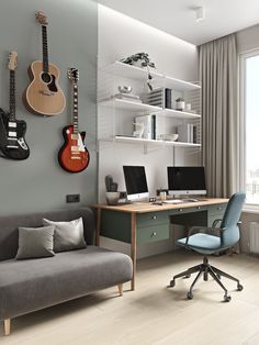 a living room filled with furniture and lots of clutter on the wall next to a window