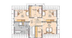 the floor plan for an apartment with three bedroom and two bathrooms, including one living room