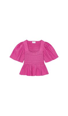 With its flattering shirred design and playful peplum silhouette, this blouse is perfect for adding some fun to your wardrobe. Stand out from the crowd and rock this quirky top!" Fuchsia pink Shirred effect Square neck Short puff sleeves Peplum hem Colour may vary due to lighting on images. The product images (without model) are closest to the true colour of the product.Item runs true to size chart and is cut to suit our size chart. Please refer to our size chart for the best fit. Do not size up or down. Evening Dresses Midi, Wardrobe Stand, Romper And Jacket, Peplum Blouse, Peplum Hem, Plus Size Shopping, Fuchsia Pink, Pink Blouse, Ruched Dress