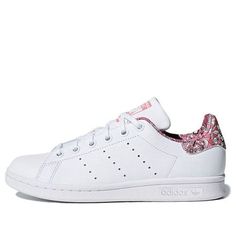 (GS) Adidas Originals Stan Smith J Shoes 'White Pink' CM8189 (SNKR) White Adidas Sneakers For Spring, White Adidas Sneakers With Round Toe, Spring Adidas Lace-up Skate Shoes, White Adidas Skate Shoes With Round Toe, Adidas Casual Custom Pink Sneakers, White Adidas Skate Shoes, White Adidas Skate Shoes With Logo, Windsor Smith Boots, White Adidas Skate Shoes With Synthetic Material