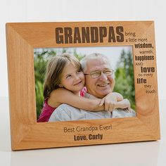 Personalize with any 2 line sentiment in your choice of block or script fontA verse about grandpa will be engraved across the side of the frameAvailable in 3 sizes Top quality, natural wood frame features easel back design for table top display, or ready for wall mount5" x 7" photo opening with glass insertFrame measures 9 3/4" x 7 3/4" overallWood grain will vary, so not all frames will look identicalImported Show your grandpa how much he is loved with our Wonderful Grandpa Grandparents Frame, Mirror Frame Diy, Laser Cut Wood Crafts, Personalized Photo Frames, Personalized Picture Frames, Picture Frame Molding, Baby Frame, Framed Photo Collage, Wood Photo Frame